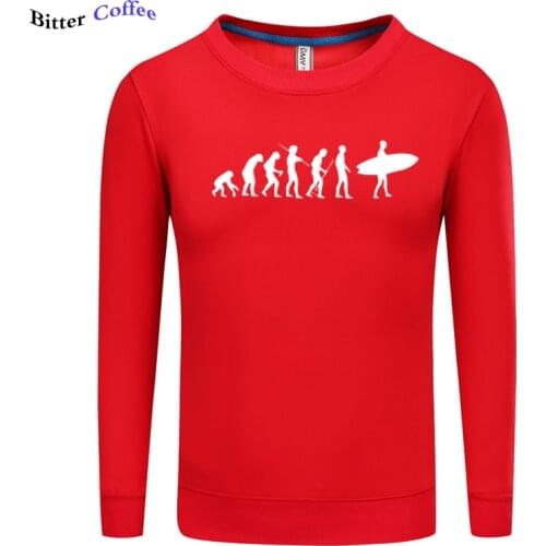 Autumn Winter Men Hoodies Crew Neck Evolution Of A Surfer Surfboard Printed Funny Custom Sweatshirt For Men Over Size S-5XL