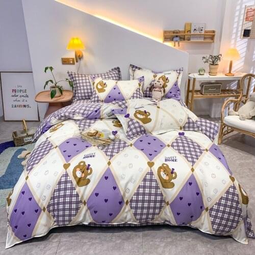 Nordic Bedding Set Modern Bed Linen Duvet Cover Cartoon Double Queen Bed Covers Lattice Printed Stripe 220x240CM Summer Quilt