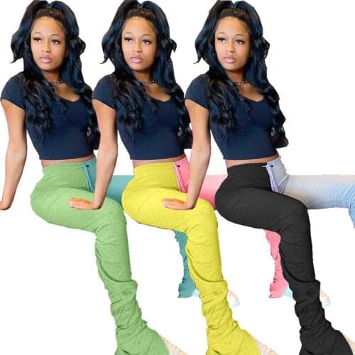 Casual Women Stacked Pants Joggers Sweatpants Women Pleated Color Patchwork Trousers Sports Summer Clothes For Women