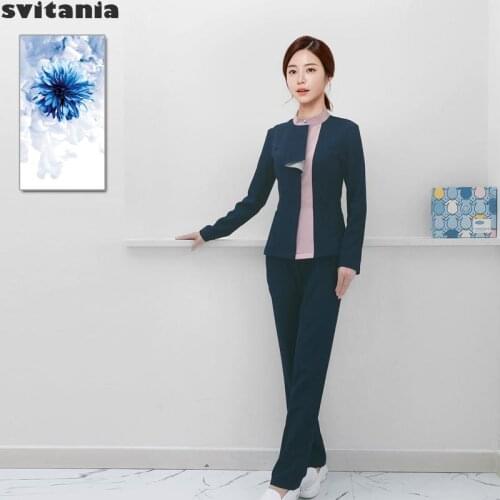 Beauty Salon Workwear Long Sleeve Skin Management Waiter Uniform Women Hotel Uniform Reception Uniforme Massagista