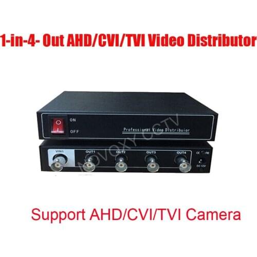 Free Shipping 2MP 1 In 4 Out AHD TVI CVI Video Distributor Amplifier 1CH To 4CH Splitter For CCTV Security Camera DVR System