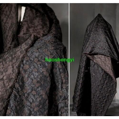 Retro brown jacquard three-dimensional texture fabric, old creative clothing designer fabric