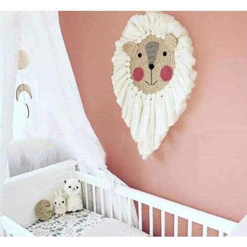 Nordic Hand-woven Cartoon Lion and Sheep Style Wall Sticker Decor Children Kids Baby Room Background Wall Sticker Home decor