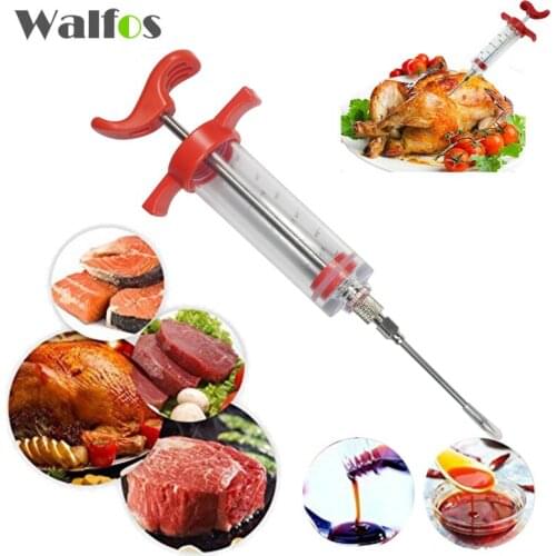 WALFOS high quality Professional Meat Marinade Injector Flavor Syringe For Poultry Turkey Chicken Grill Cooking BBQ Tool