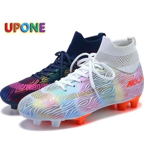 2020 Colorful Soccer Shoes Spikes Outdoor Mens Sports Shoes Shiny High Top Football Boots Couple Shoes Botas Futbol Sala Hombre