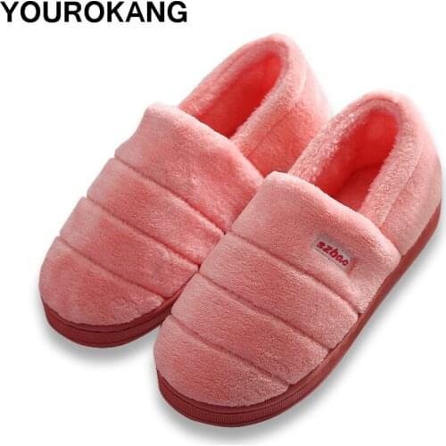Women Shoes Winter Warm Shoes Flats Indoor Couple Plush Shoes Slip-On Lightweight Antiskid Floor Home Slippers Soft with Fur