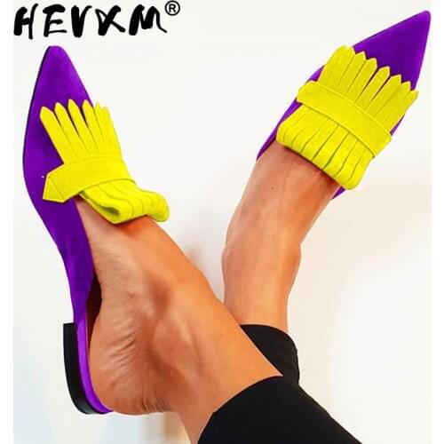 Woman Summer Casual Shoes 2020 New Sandals Slippers Women Square Heels Pointed Toe Slides Comfort Ladies Flat Shoes Plus Size 43