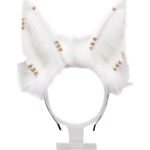 Girls Animal Wolf Ears Plush Hair Hoop with Metal Ring Lolita Lovely Party Headdress Anime Cosplay Party Accessories