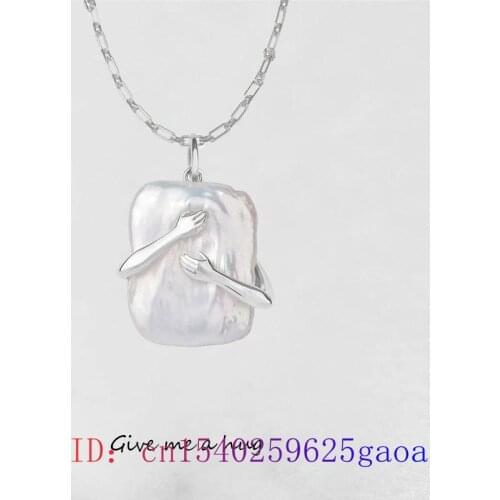 White Baroque Pearl Pendant Gifts Jewelry Necklace Natural Amulet Charm 925 Silver Gemstone Women Zircon Fashion