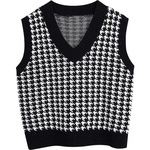 Women Fashion Knitted Sweater Loose Vintage Female Waistcoat Chic Sweater Tops Women Clothes Outfit New Sleeveless Knitted Vest