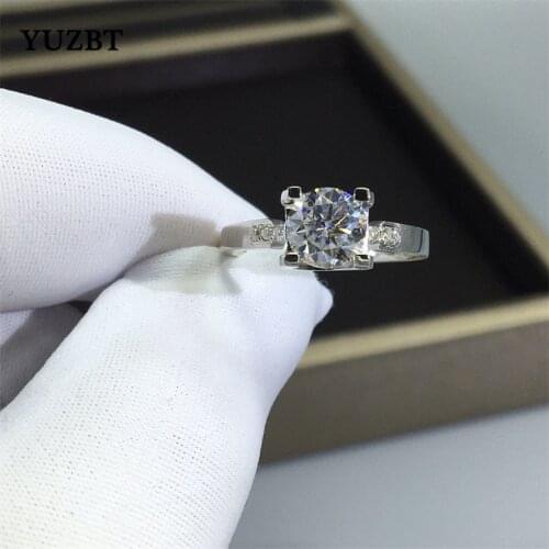 18K White Gold Plated Brilliant Cut Diamond Test Past 1 Carat D Color Moissanite Cow Head Ring Women 925 Silver Wedding Rings