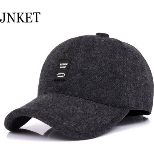 Winter Woollen Fabric Baseball Cap Earflap Snapbacks Hats Outdoor Sports Golf Hats Casquette Gorras Baseball Adjustable Size