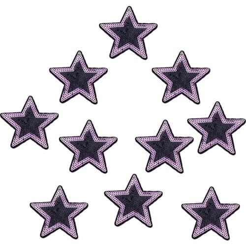 10PCS Sequin Five-Pointed Star Patches for Clothes Iron on Transfer Sequin Applique Patches for Clothes Sew on Embroidery Patch