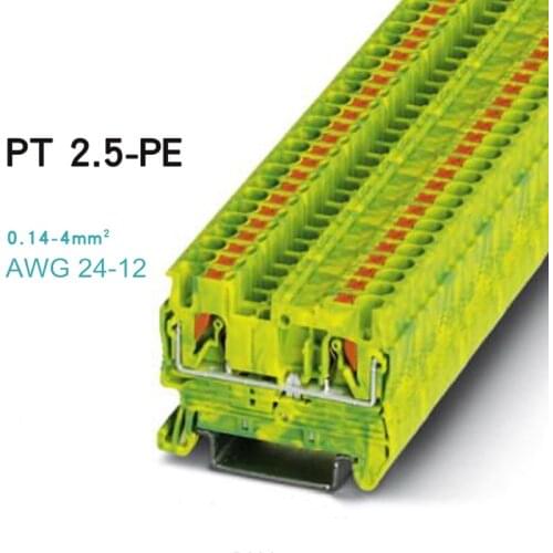 10pcs Phoenix Type Fast Wiring Arrangement Connector Din Rail Combined Push In Spring Screwless Terminal Block PT-2.5PE