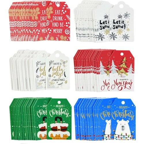 100pcs Merry Christmas Kraft Paper Gift Tag DIY Snowman Santa Claus Paper Cards Xmas Party Decor Hang Tag Gift Wrapping Supplies