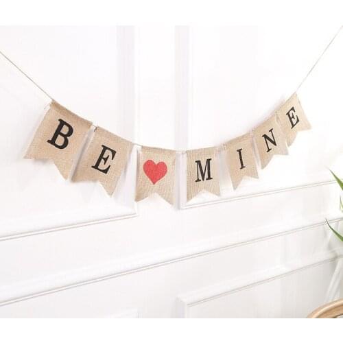 3M / 1 Piece Party Sign Letter Logo Jute Linen Burlap Banner Banner Christmas Wedding Event Family Party and Holiday DIY Decor
