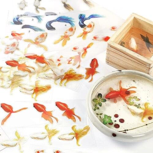 5 Sheets Blue Gold Fish UV Resin Mold Stickers Fillling Decorative Sticker Fit Silicone Molds Making DIY Resin Mould Scrapbook