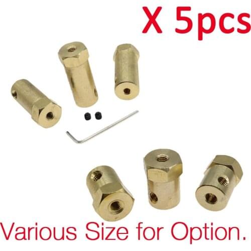 5PCS Hexagonal Copper Coupling Coupler for Robot Car Wheel