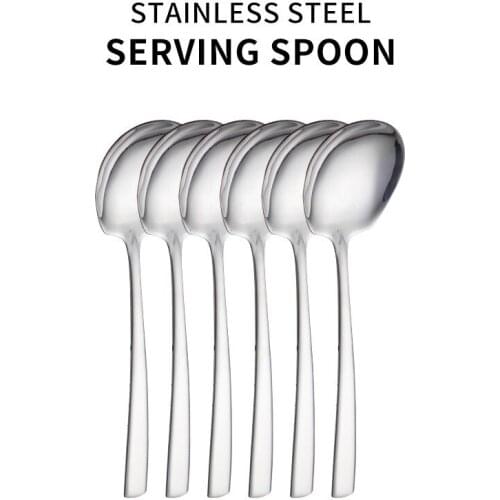 6pcs Thick Stainless Steel Spoon Party Banquet Buffet Kitchen Household Service Spoon Big Spoon Spoon Set Dropshipping