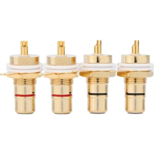 8PCS GOLD PLATED RCA FEMALE CONNECTOR - CHASSIS MOUNTED