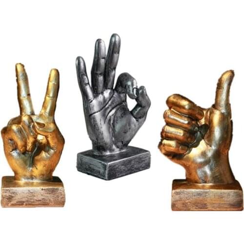 American Resin Gesture Finger Figurines Retro Ornaments Home Coffee Shop Model Room Soft Decoration Furnishings