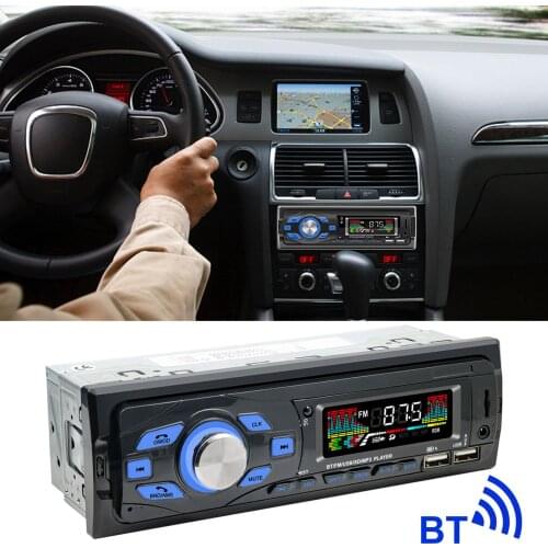 12V 1 DIN Bluetooth Car MP3 Player with Hands-free Stereo Voice Control FM Radio Mobile Phone Voice Assistant with SD USB AUX