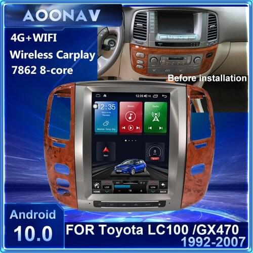 Android 10.0 car radio Tesla style For Toyota Land Cruiser 1992-2007 LC100 LX470 car multimedia player GPS navigation carplay