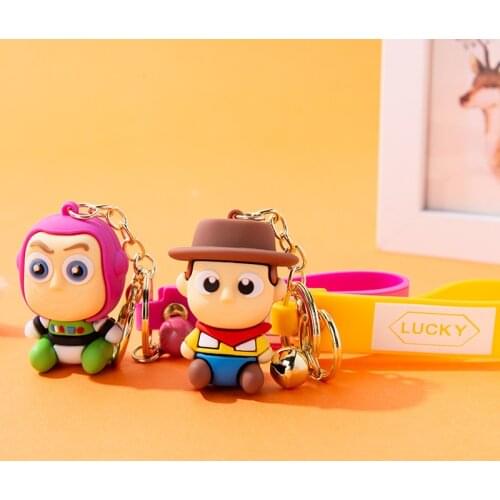 Disney Toy Story Keychains Cartoon Deehus Buzz Lightyear Mike Wazowski For Kids Creative Couple Bag Pendant Car Key Ring