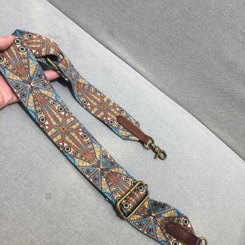 British Vintage Cowhide Goth Style Shoulder Strap For Bags Cotton Cloth Jacquard Weave Wide Strap Handbag Crossbody Bag Straps