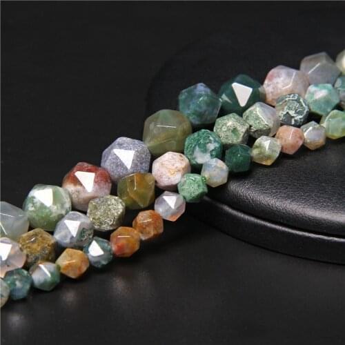 Natural Green Indian Agates Stone Beads Round Special Cut Genuine Loose Spacer Beads For Jewelry DIY Making Bracelet Charms15