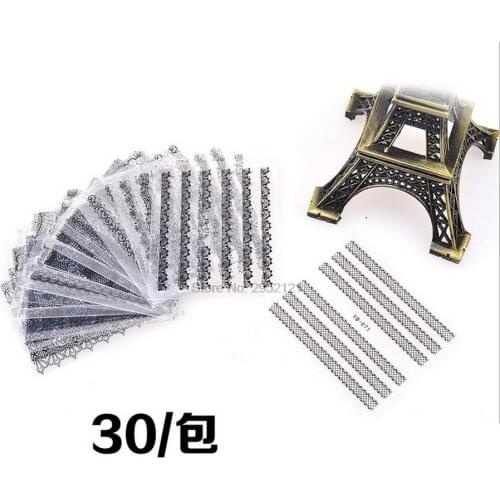 By dhl or ems 500sets 30sheet/set White Lace Design Nail Stickers Nail Manicure Tools Accessories For UV Gel Nail Polish beauty