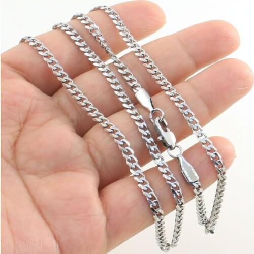 54cm Long Silver Color Stainless Steel Jewelry Chain Necklace For Fashion Gift NRYZA013