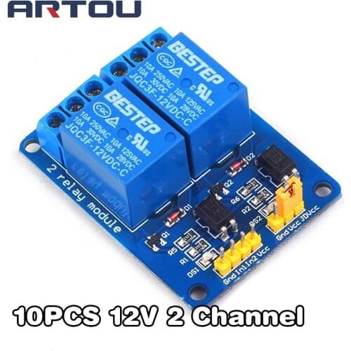 10PCS 12V 2 Channel Relay Module Low Level Trigger with Optocoupler Relay Output 2 way Relay Module for Arduino