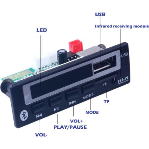 Elistooop Car Audio USB TF FM Radio Module Wireless Bluetooth 5V 12V MP3 WMA Decoder Board MP3 Player with Remote Control