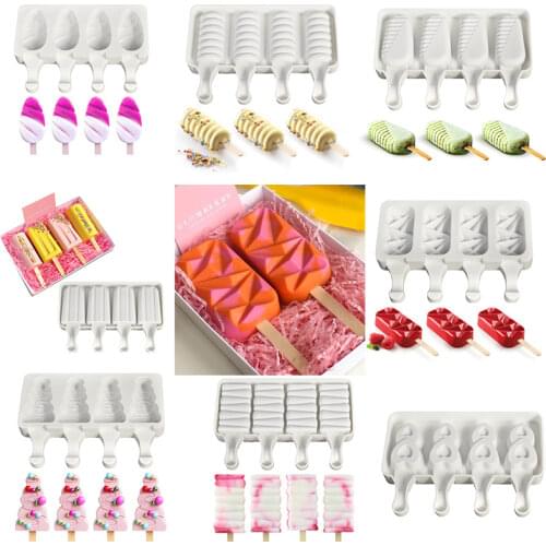 4 Hole Silicone Ice Cream Mold Popsicle Molds DIY Homemade Ice Cream Popsicle Ice Pop Maker Mould Cakesicle Moulds