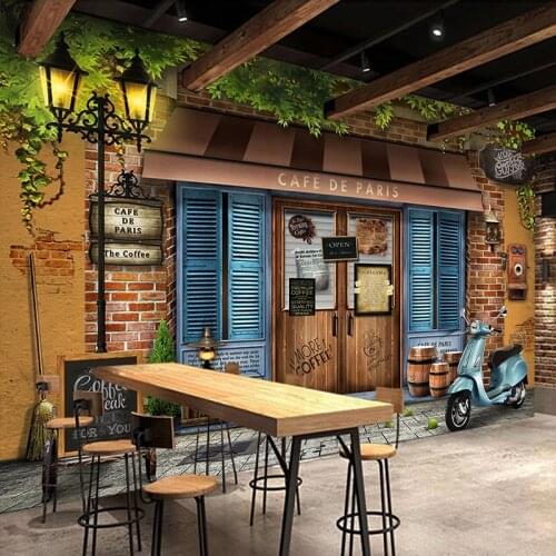 Custom Photo Wall Paper 3D Retro Nostalgia Coffee Shop Motorcycle Poster Wallpaper Cafe Restaurant Bedroom Wall Decoration Mural
