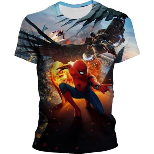 Short Sleeve Mens T-shirt Super Hero Spider Man Marvel 3D Print Women Clothing Summer Casual Cool Streetwear Children Tee Shirt