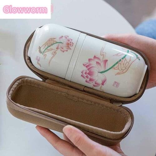 Glowworm Portable One Pot Two Cups Simple Teapot Teacup Ceramic Travel Small Pot Tea Kung Fu Tea Set