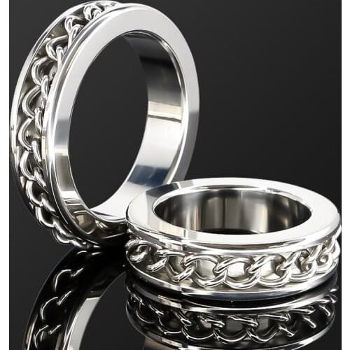 Stainless Steel Glans Ring Chain Ring Cock Ring Chain Male Sex Ring Stop Premature Ejaculation Erection Cock Cage Fetish Toys