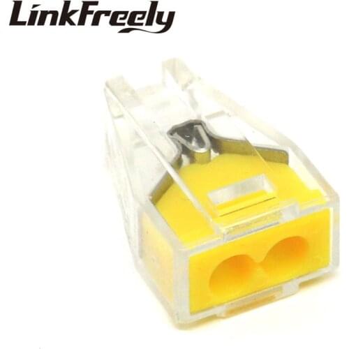 PCT-102 100pcs Electrical Wire Connector Teminator 24A 400V 2.5mm^2 Spring Terminals Lug Faston Terminal Block Connector