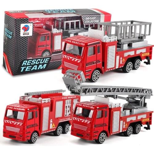 Box 1:32 Alloy Pull Back Model Car Model Toy For Fire Truck Engineering Truck Children Gift