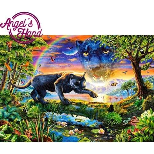 Round spuare Diamond Painting Cross Stitch Diamond Mosaic Diamond Embroidery New Style Leopard in forest Diamond Painting Kits