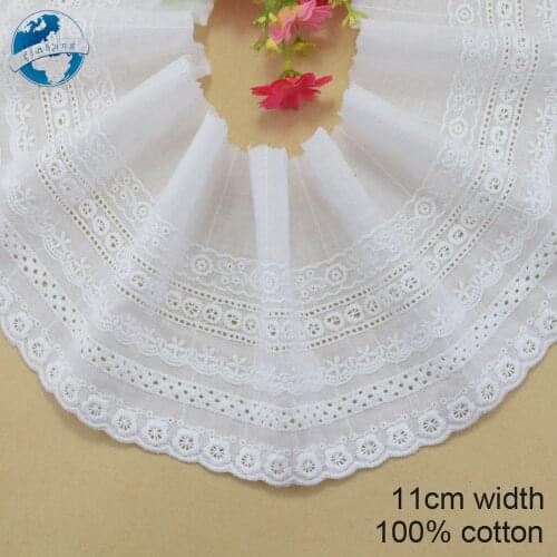 11cm width 100% Cotton embroid lace sewing ribbon guipure trim fabric warp knitting DIY Garment Accessories african lace#3314