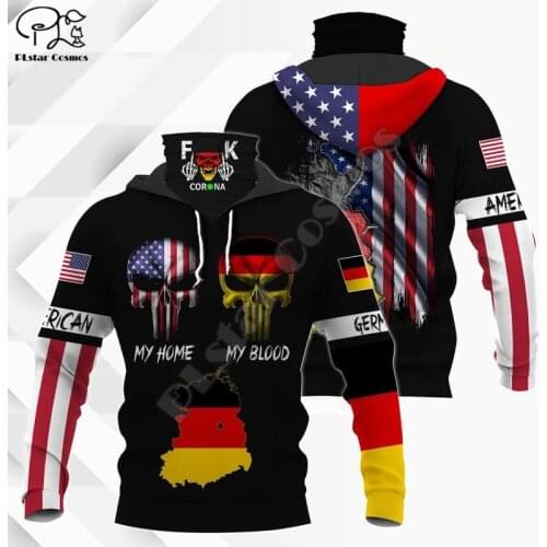 PLstar Cosmos Skull America Germany Flag 3D Printed New Fashion Mens Mask Hoodies Winter Casual Windproof Clothing Style-3