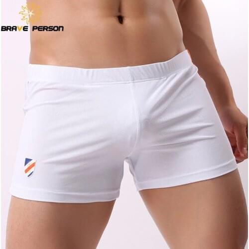 BRAVE PERSON Mens Sexy Boxer Briefs Underwear Breathable Shorts Male Penis Pouch Casual Shorts Panties Boxers B1164