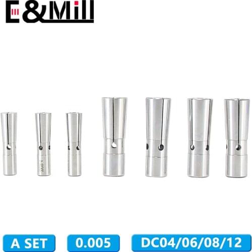 A SET DC4 DC6 DC8 DC12 Collet Chuck Precision 0.005 DC Chuck CNC Engraving Machine Lathe Milling Cutter Collet Pull Back Collet