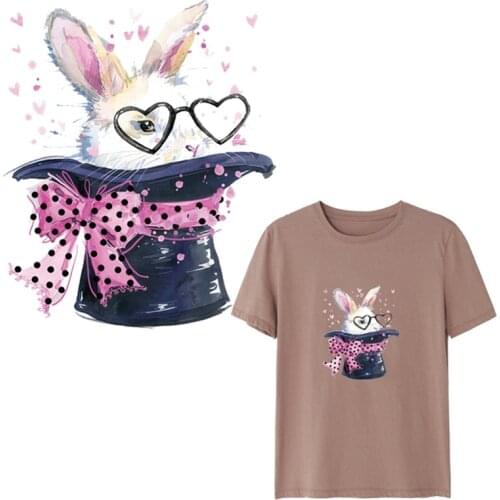 DIY Lovely Cat Animal Patches Rabbit Stickers Badges Iron on Transfers For Clothes Badge Appliques For Women Kids Fashion Patch