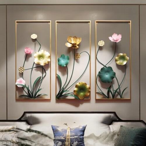 New Chinese Room decoration accessories creative lotus aesthetic room decor home decoration wall light luxury wall decoration