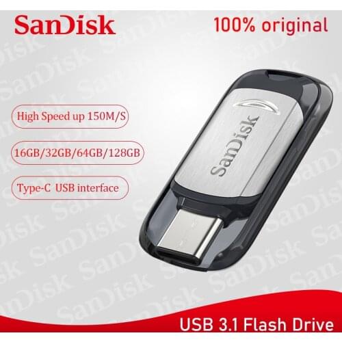 Original SanDisk USB3.1 Flash Drive l Disk OTG Type-C Pen Drive Stick 150M/s 16GB 32GB 64GB 128GB for Laptop