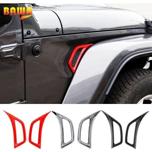 BAWA Leaf Board Air Outlet Decoration Fender Body Side Decoration Cover Sticker for Jeep Wrangler JL 2018+ Interior Mouldings Ac
